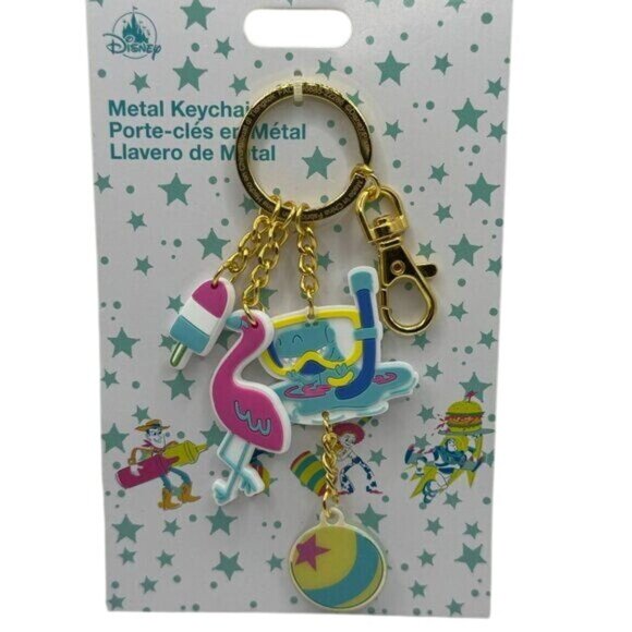 NWT Disney's Toy Story Summer Vibes Rex Flamingo Bag Charm Keychain Key Fob - Picture 1 of 4